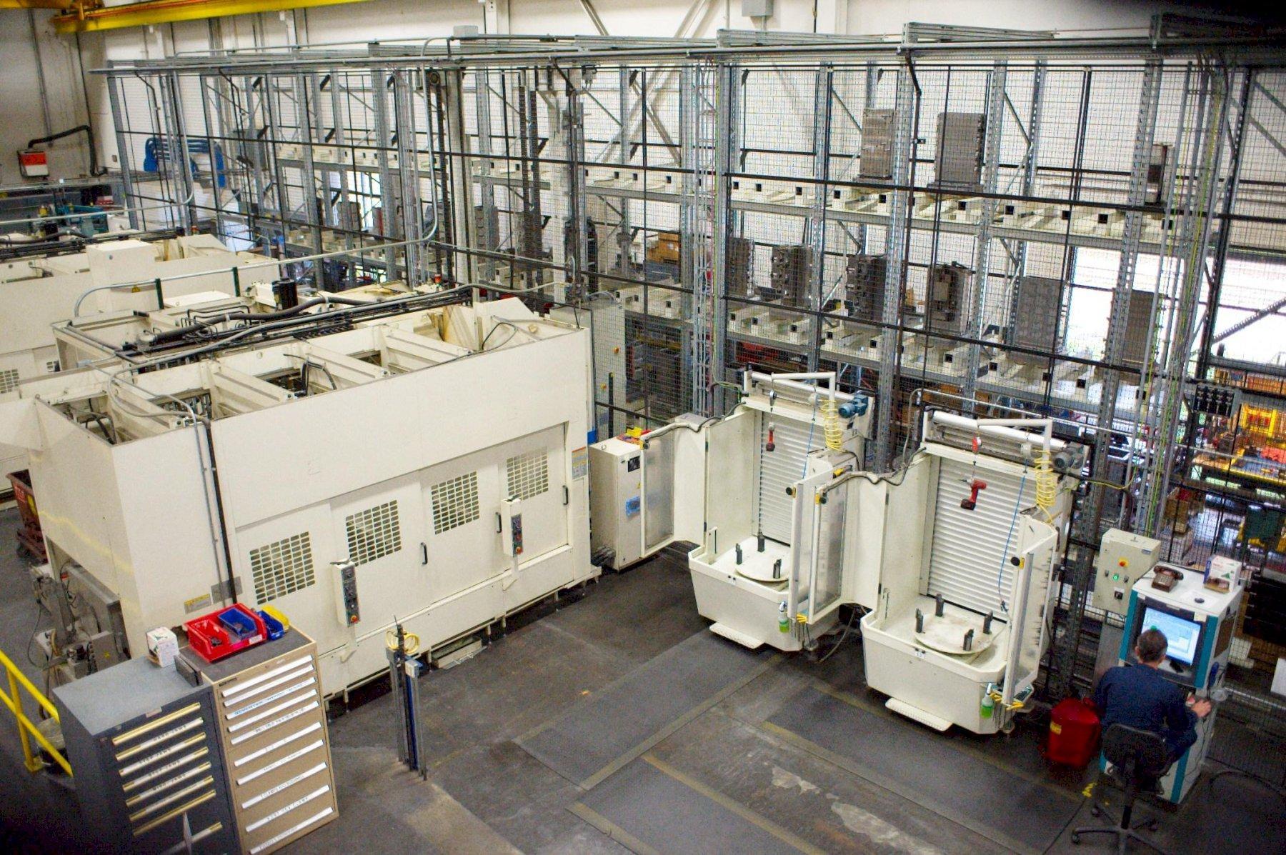 OKUMA MA-50HB FLEXIBLE MACHINING CELL CONSISTING OF 2 HORIZONTALS, 48 PALLET POSITIONS FASTEMS SYSTEM WITH 44 PALLETS (SOFTWARE UPDATED 2021), 200 ATC PER MACHINE, 12,000 RPM, INSPECT UNDER POWER