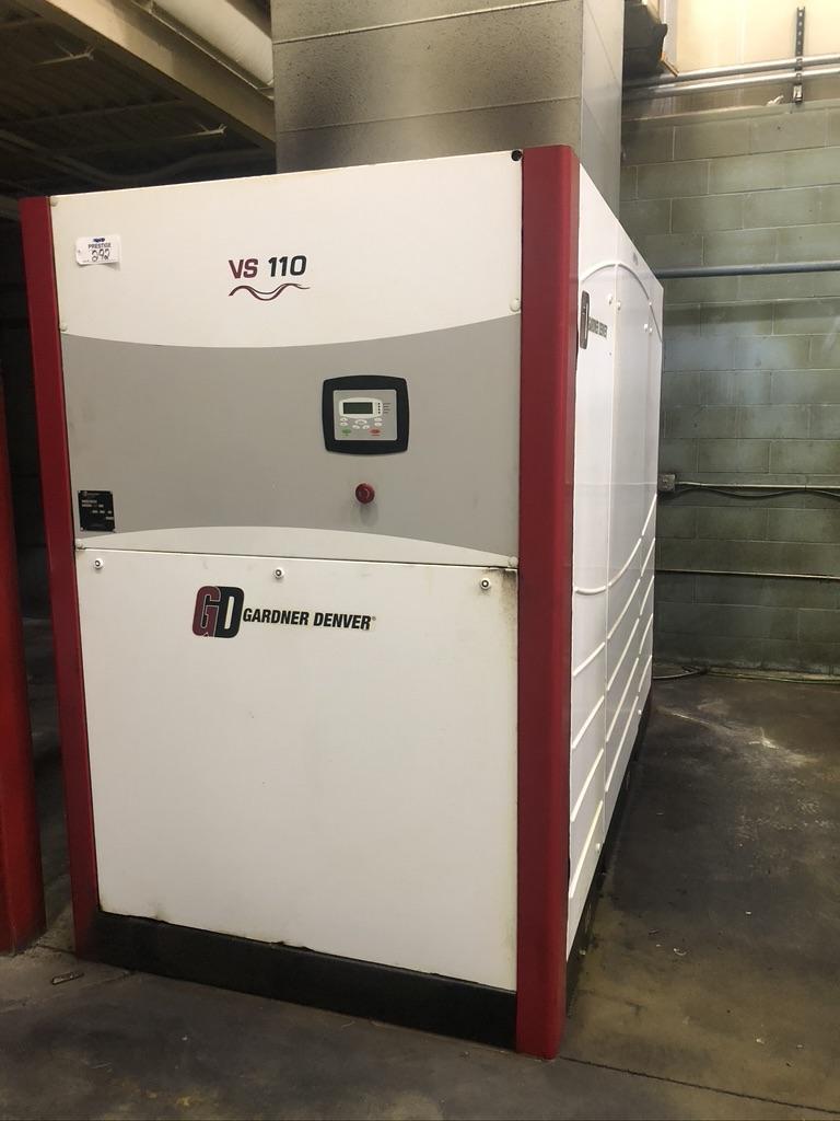 110 KW GARDNER DENVER ROTARY SCREW AIR COMPRESSOR, MODEL VS110, VARY SPEED, 460V, 2008