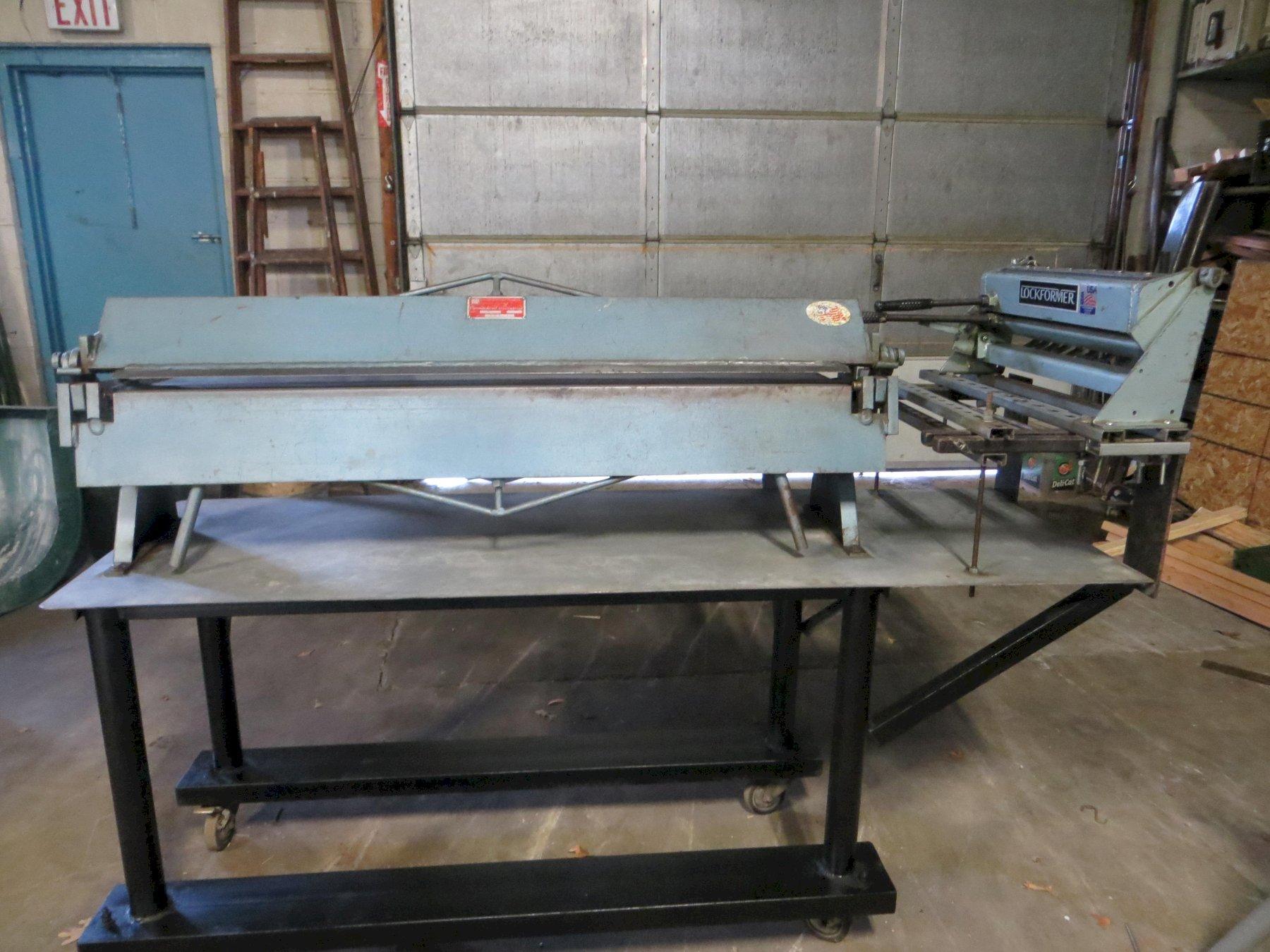 22 Ga. x 4 ft Roper Whitney Connecticut Bench Brake and 18" Lockformer Manual Cleatbender - Steel Stand made by previous Owner
