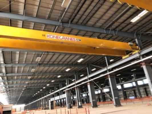 15 TON X 91'8" SPAN KONE CXTD DOUBLE GIRDER BRIDGE CRANE, NEW 2007