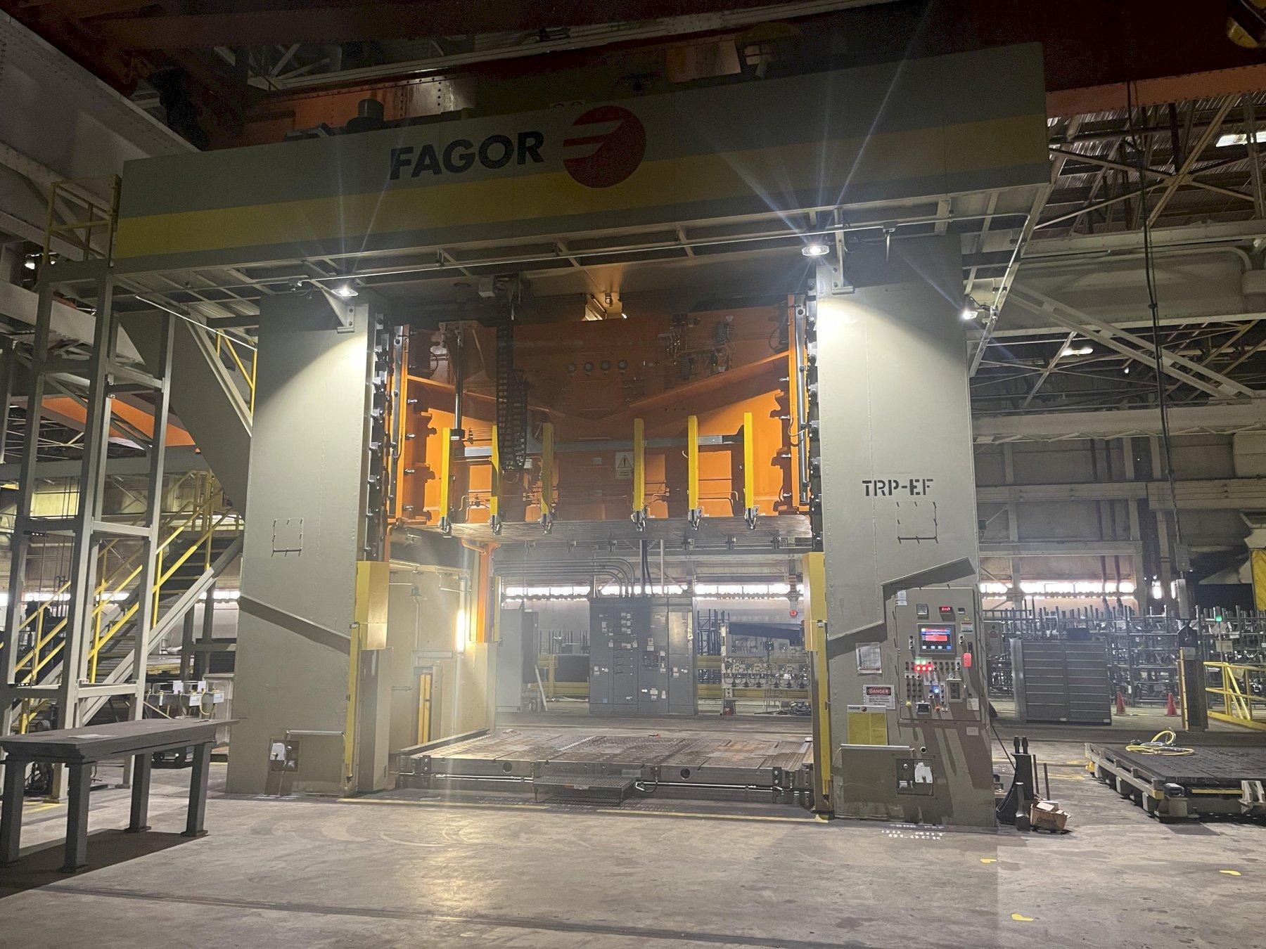 2250 ton Fagor Model LE4-2250-4572-2438 Straight Side Link Drive 4 point mechanical press.
