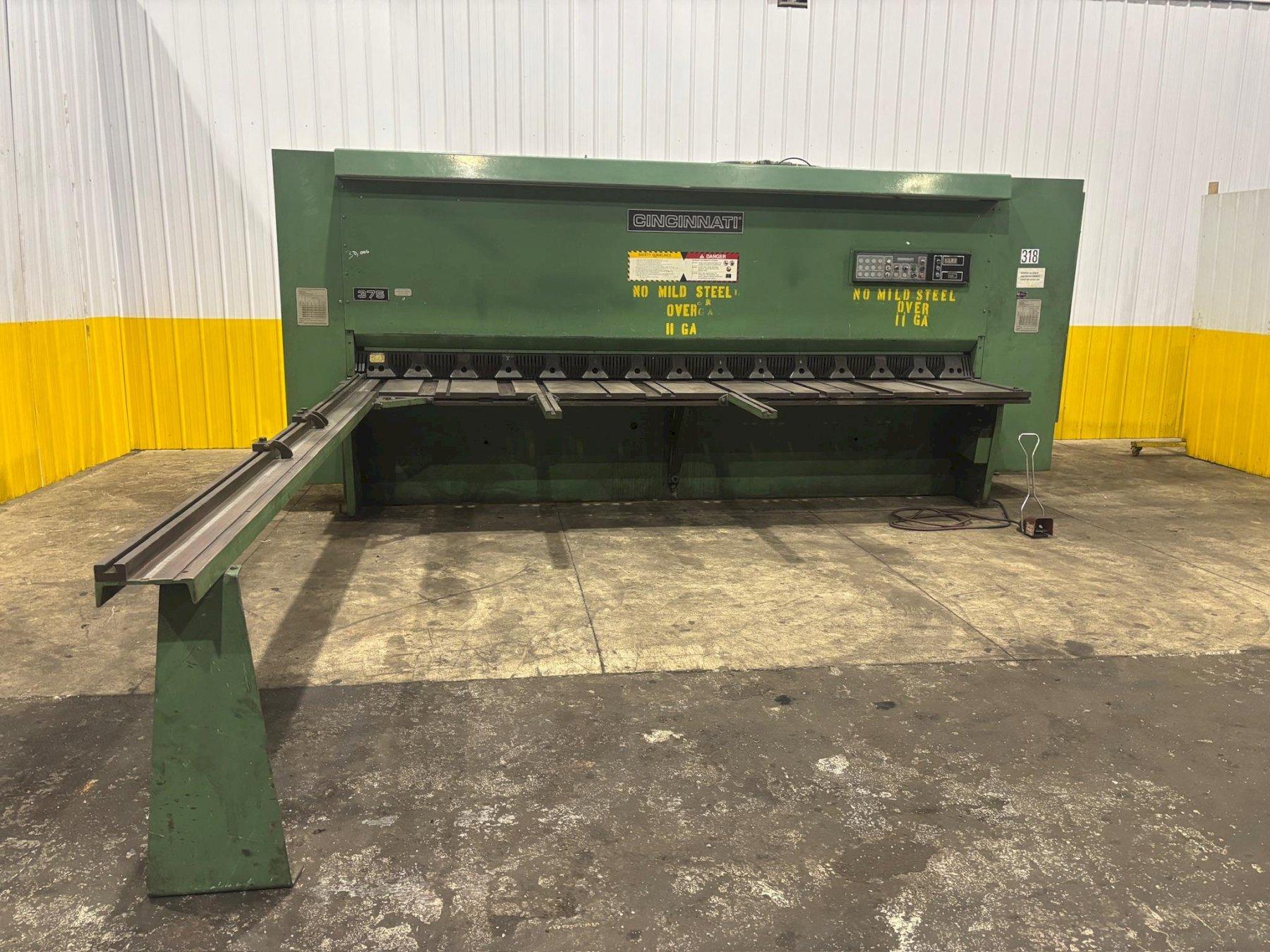 14' X 3/8" CINCINNATI 375 HS POWER SQUARING SHEAR WITH BACK GAUGE; FLOOR STANDING: YOBRO #24238