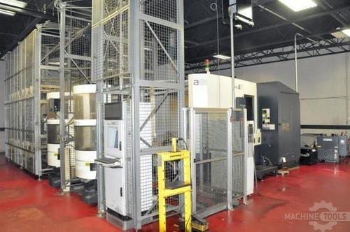 MAKINO MACHINING CELL (MMC-2) WITH (1) A81M AND (1) A81 CNC HORIZONTAL MACHINING CENTER w/, 14 Station Modular Stocker, 12 Pallets, 2 Work Setting Stations, 2006