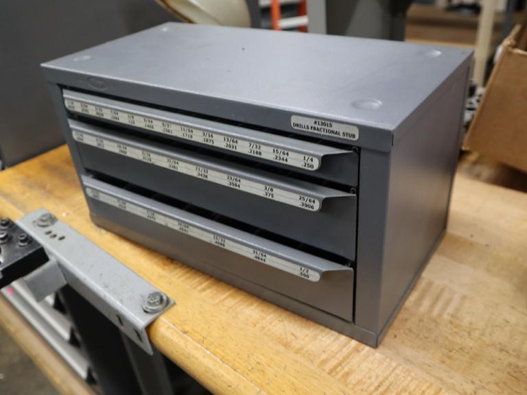 Huot Fractional Stub Drill Index 3 Drawer with Contents- Auction Item