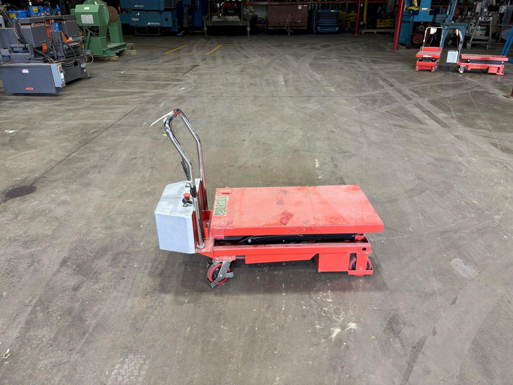 1 - PREOWNED ULINE BATTERY OPERATED LIFT TABLE, MODEL #: H-3767, S/N: 22051436-003T