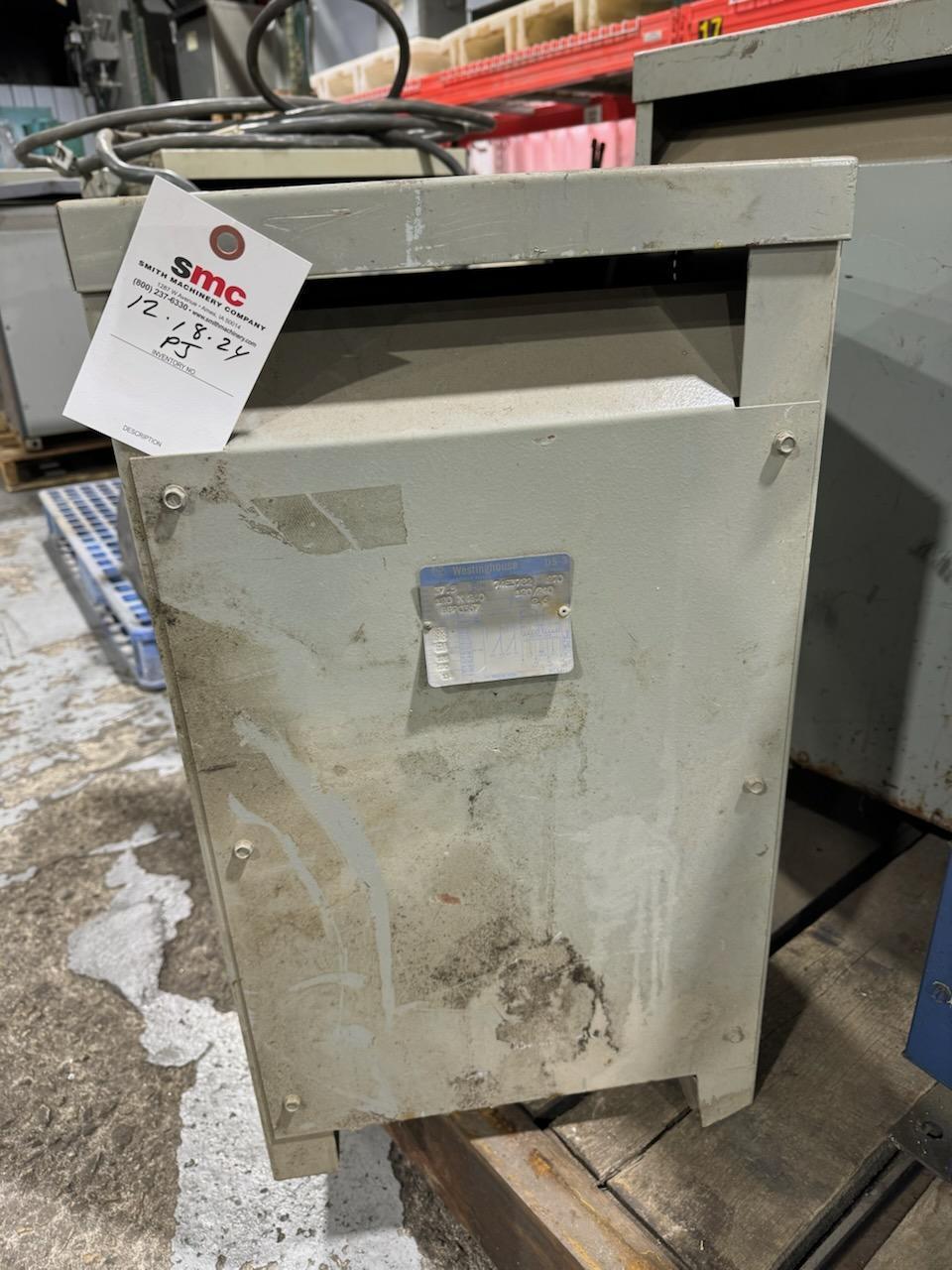 1 - PREOWNED SINGLE PHASE WESTINGHOUSE 37.5 KVA TRANSFORMER, MODEL #: BBP0367, S/N: 74E3782