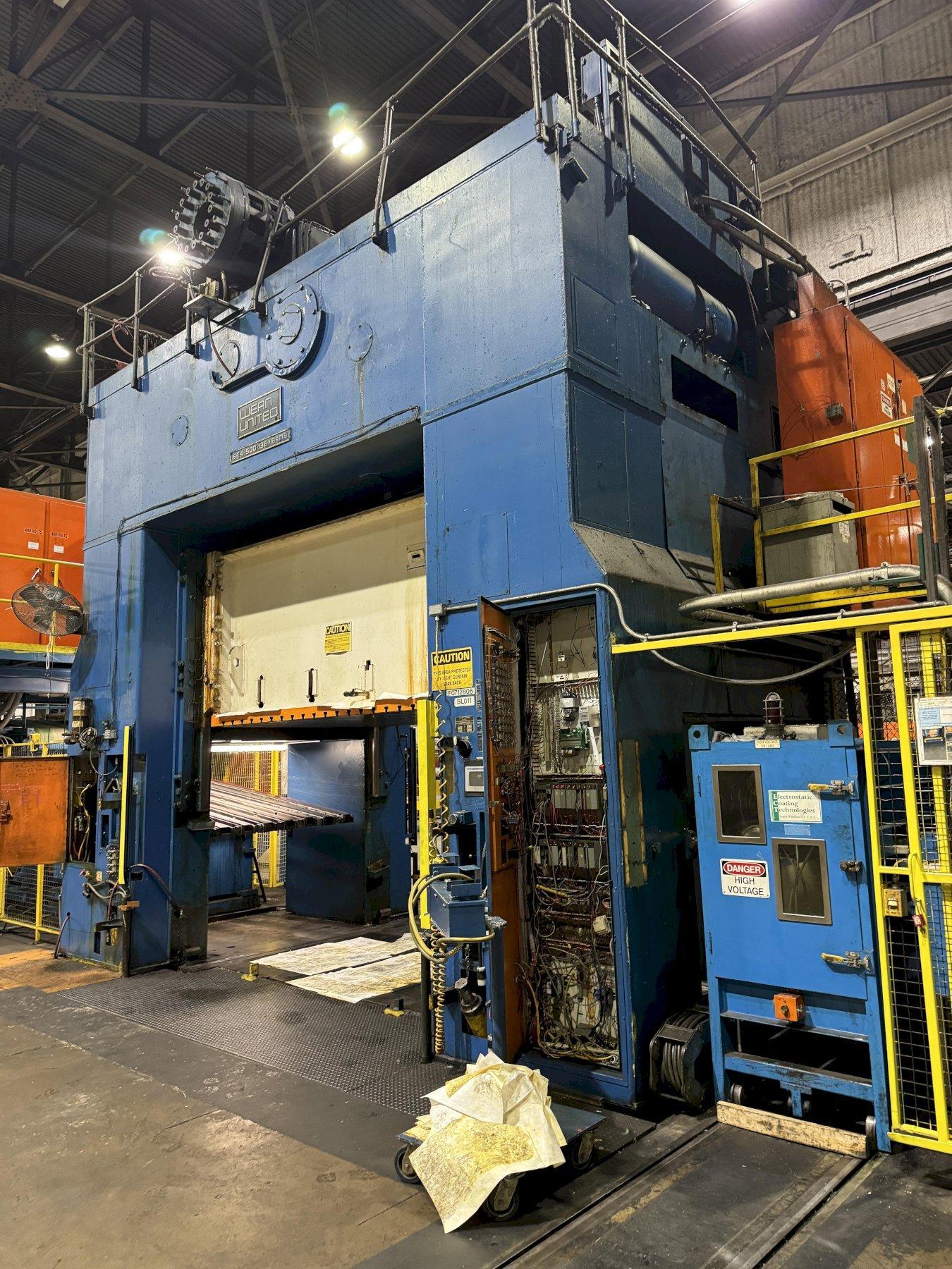 500 TON WEAN-UNITED SE4-500-136-84MB STRAIGHT SIDE 4 POINT PRESS. STOCK # 0239825