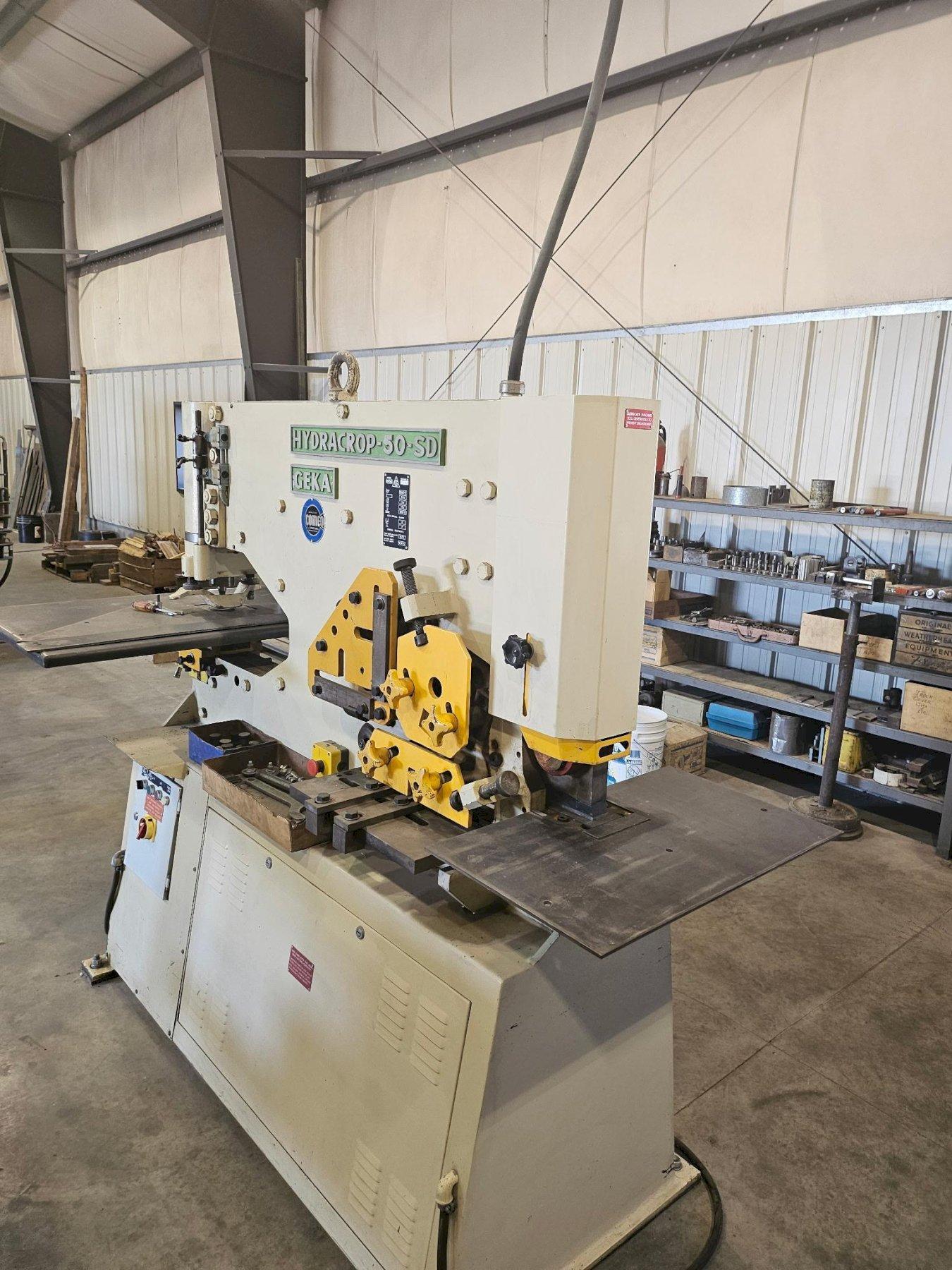 55 TON GEKA HYDRACROP-50-SD HYDRAULIC IRONWORKER. STOCK # 1089126