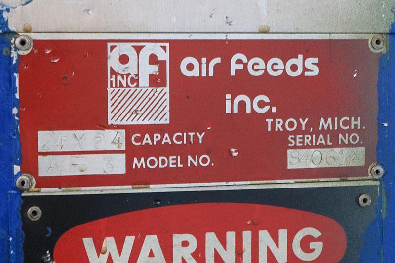 24" x 24" AIR FEEDS INC. Feeder/Straightener, Model AF-3