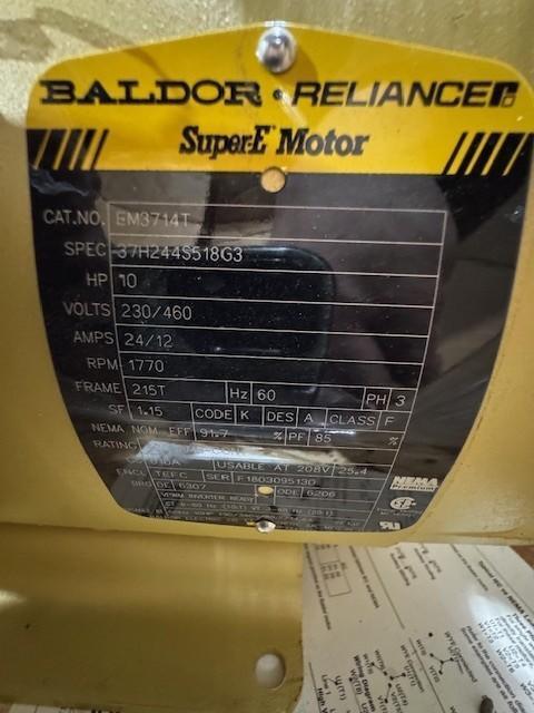 1 - NEW 10 HP BALDOR MOTOR, MODEL #: EM3714T, S/N: F1803095130
