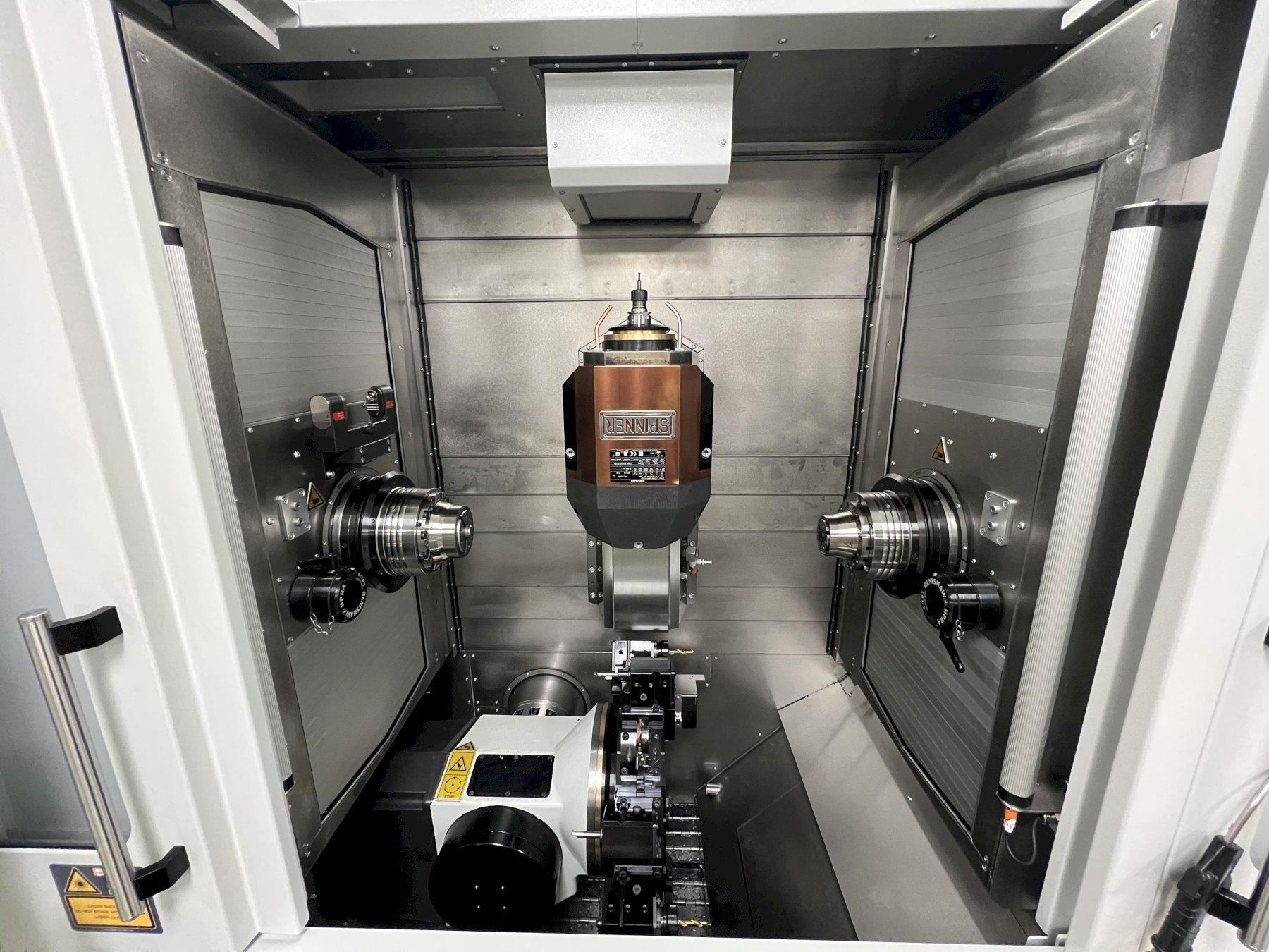 SPINNER MICROTURN 52 Ultra-Precision Turn-Mill-Center, dual spindles, dual spindle, 12-station turret with live-tools, full 5-axis, with a rotating 12,000 rpm B-axis milling spindle