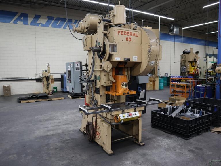 Federal Model 60 Punch Press, 60 Ton, OBI, Single Crank, Flywheel, 2" Stroke, Air Clutch- Auction Item