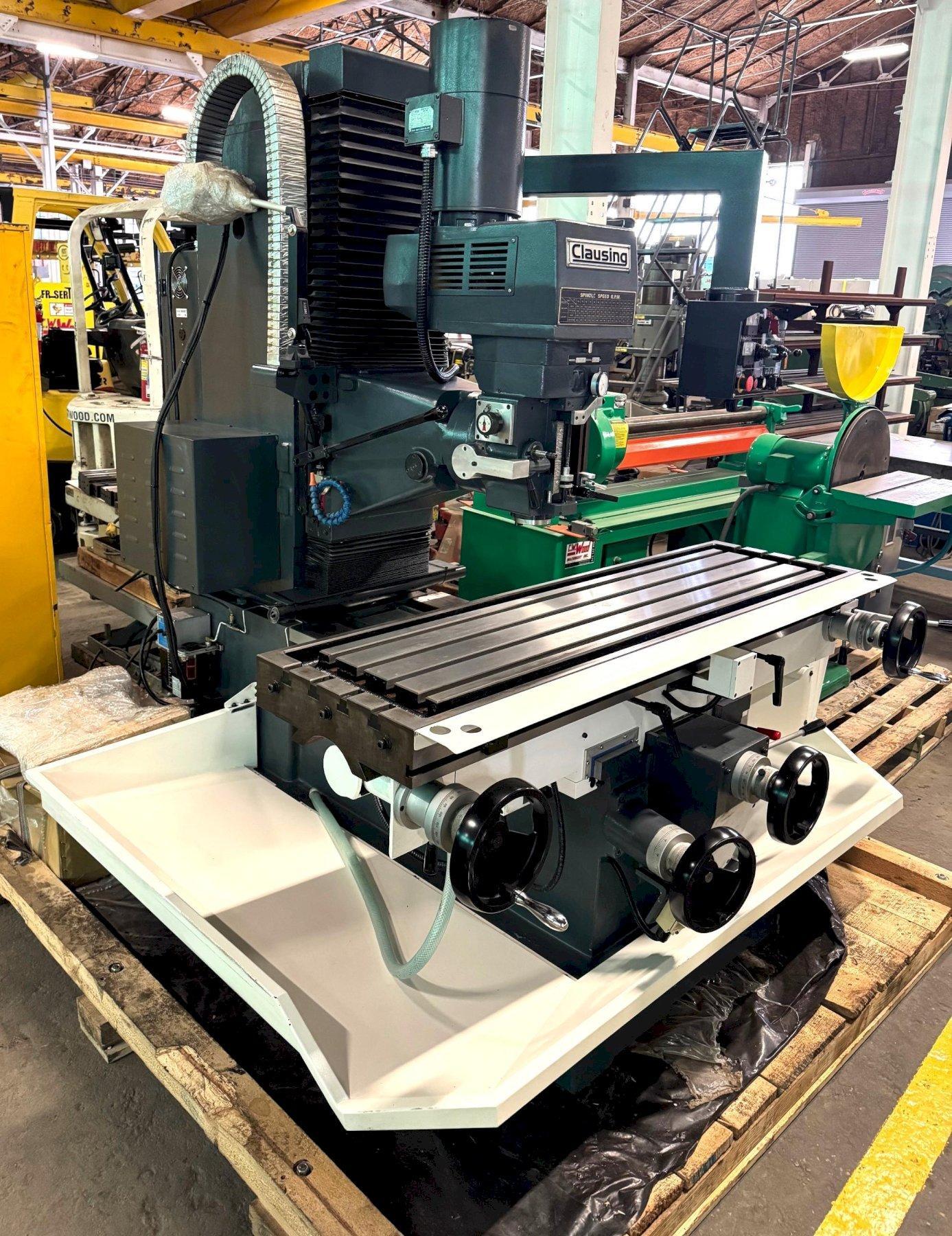 Clausing Bed Type Vertical Mill SUP8BVS40, 16″ x 62″ Tbl., 40 Taper, 7.5 HP, 2024 New/Never Used