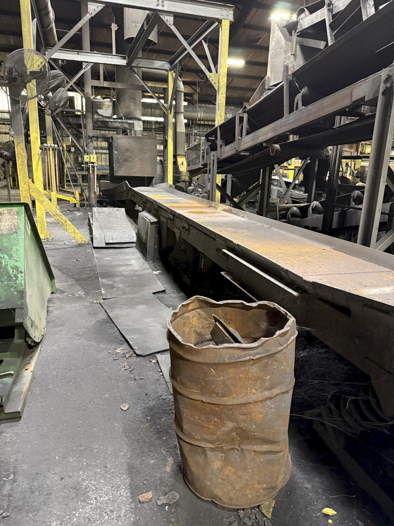 Carrier incline and sorting oscillating conveyor with 42/32" x approx. 30' incline section and 32" x approx. 30' sorting section and drive 