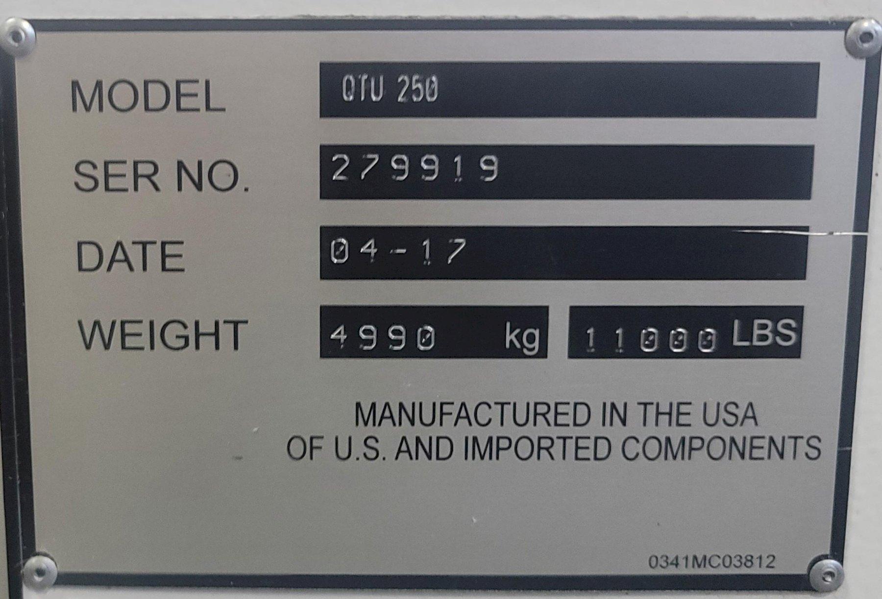 MAZAK QTU-250 CNC TURNING CENTER, Mazatrol Smooth CNC Control, 8" 3-Jaw Chuck, 27" Swing, 24" Between Centers, 2" Bar Capacity, 20 HP Spindle, 4500 RPM, 12-Position Turret, Tool Setter, Auto Door, Chip Conveyor, New 2017.