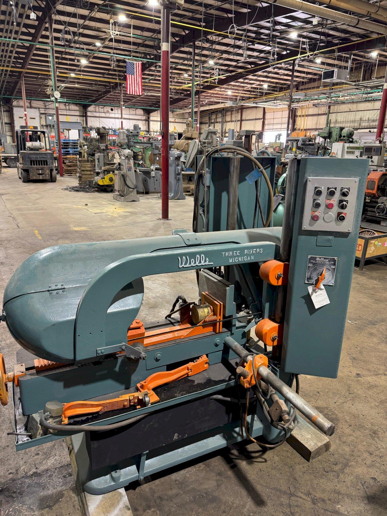 1 - PREOWNED WELLS SEMI-AUTOMATIC HORIZONTAL BANDSAW, MODEL #: 1270, S/N: 1376
