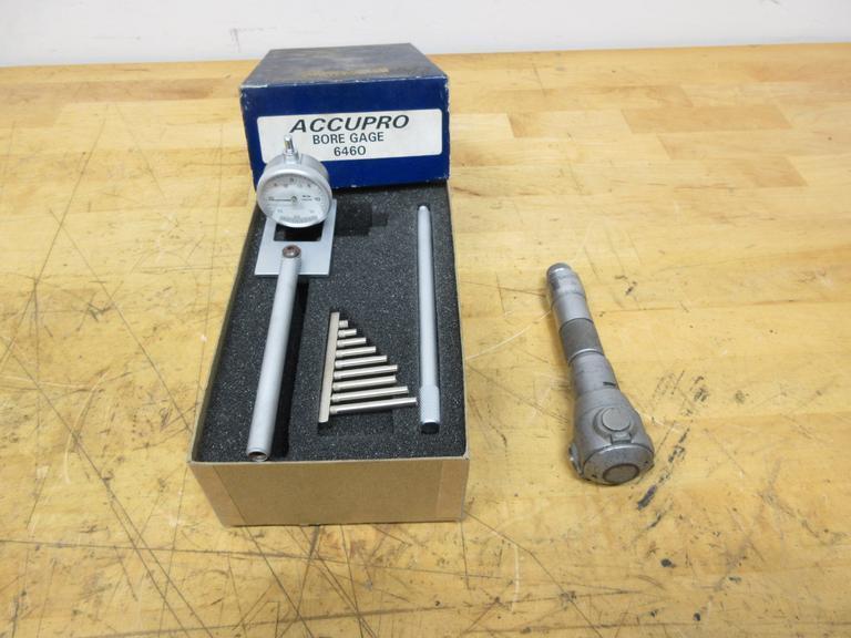Accupro 2-1/8" - 7" Cylinder Bore Dial Gage, Brown & Sharpe 1.600" - 2.000" 3 Point Mic- Auction Item