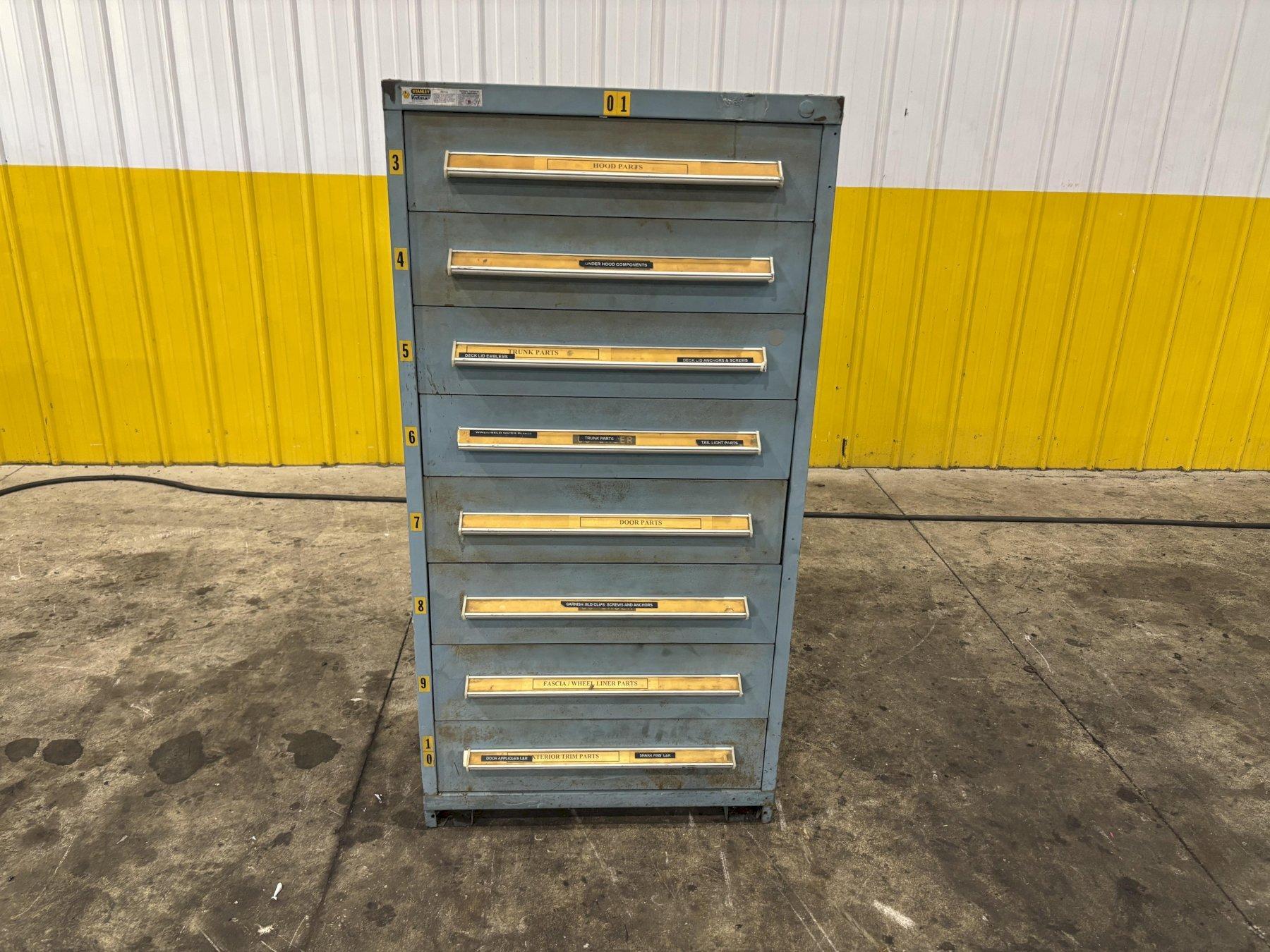 10 DRAWER STANLEY VIDMAR 28" X 30" X 59" TOOL STORAGE CABINET: YOBRO #24025