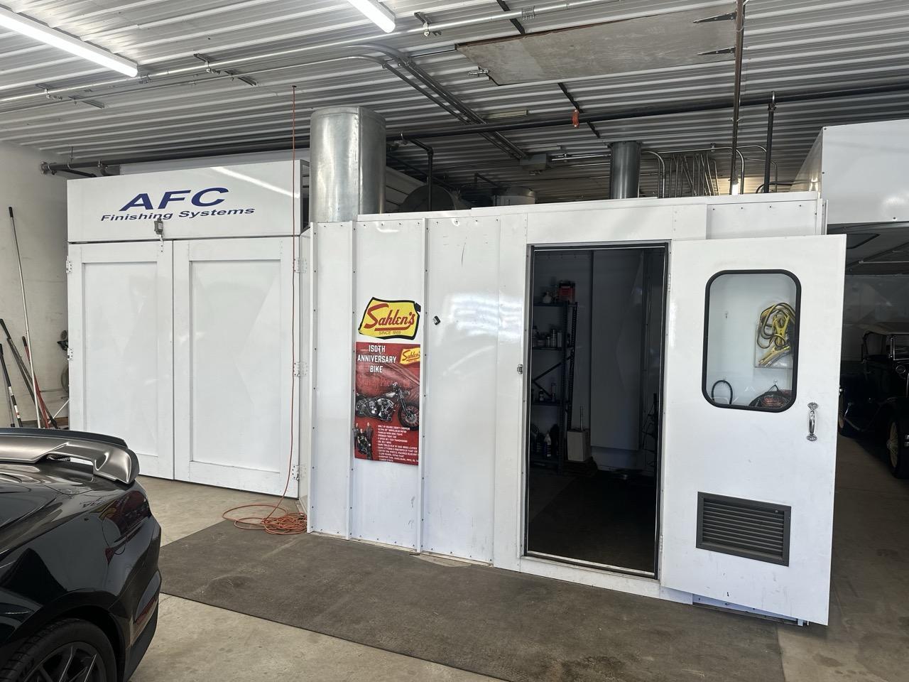 AFC Finishing Systems CP-1 Complete Paint Finishing Booth, 2013 – Spray Booth, Paint Mixing Room, Prep Bench with Curtains, Ventilation System