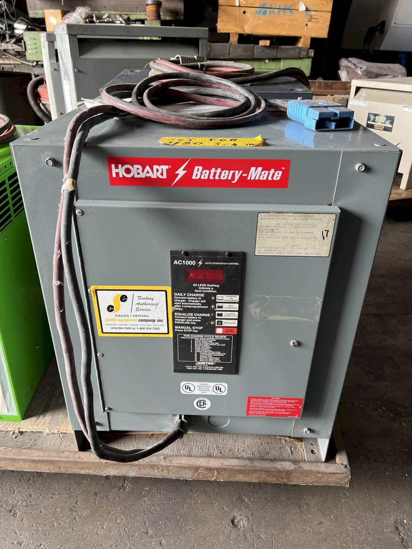 HOBART BATTERY MATE INDUSTRIAL FORK LIFT BATTERY CHARGER, MODEL 750H3-24C, 48V DC
