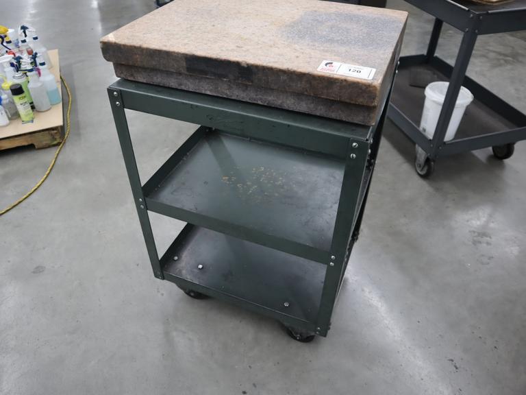 Starrett Granite Surface Plate, Pink, 2-Ledge, with Stand - 24"  18" x 4"- Auction Item