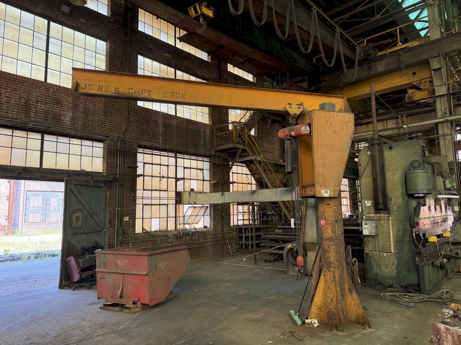 2 TON X 12' JIB CRANE WITH C&M HOIST. STOCK # 0877826