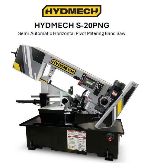 1 - NEW HYD-MECH S-20PNG SEMI-AUTOMATIC MITERING BAND SAW