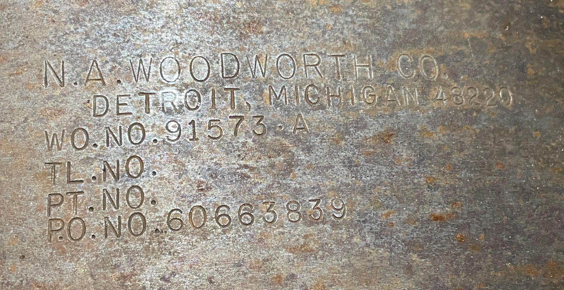 29" WOODWORTH 2-JAW SPECIAL CLAMPING FIXTURE with 2-Set Hydraulic Clamping Jaws, New 1983. From a Cincinnati Milacron 282 NC Chucker.