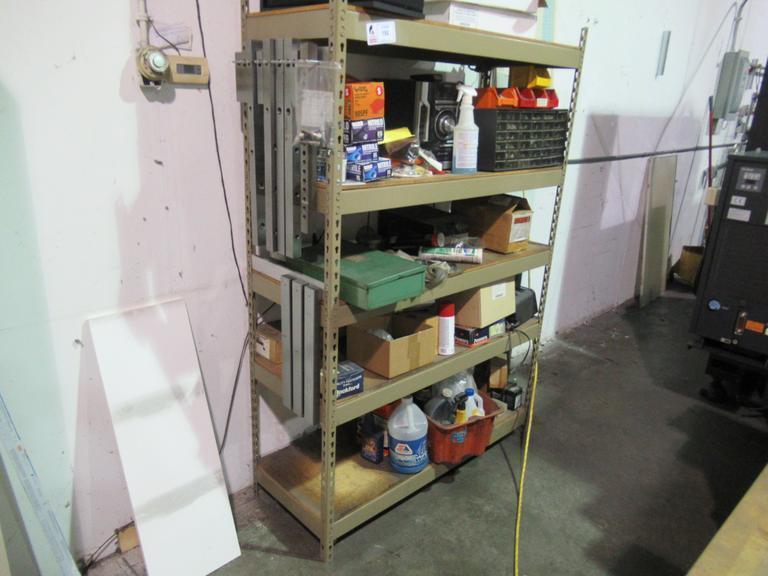 Metal Shelving Unit, Adjustable with 5-Shelves and Contents- Auction Item
