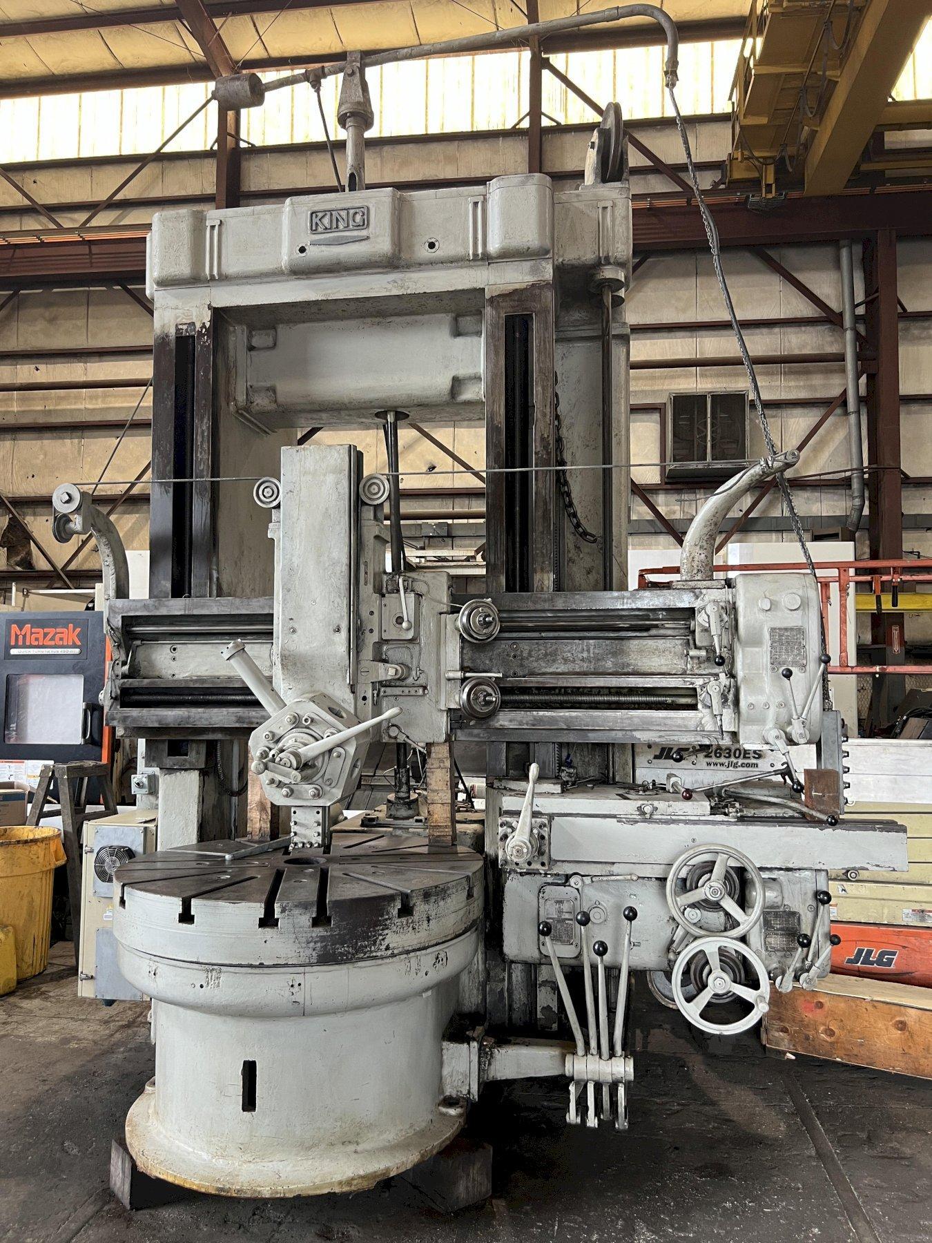 Used, 52” KING Vertical Turret Lathe, 70" Under Rail, Turret, Side Head, Variable Speed Drive