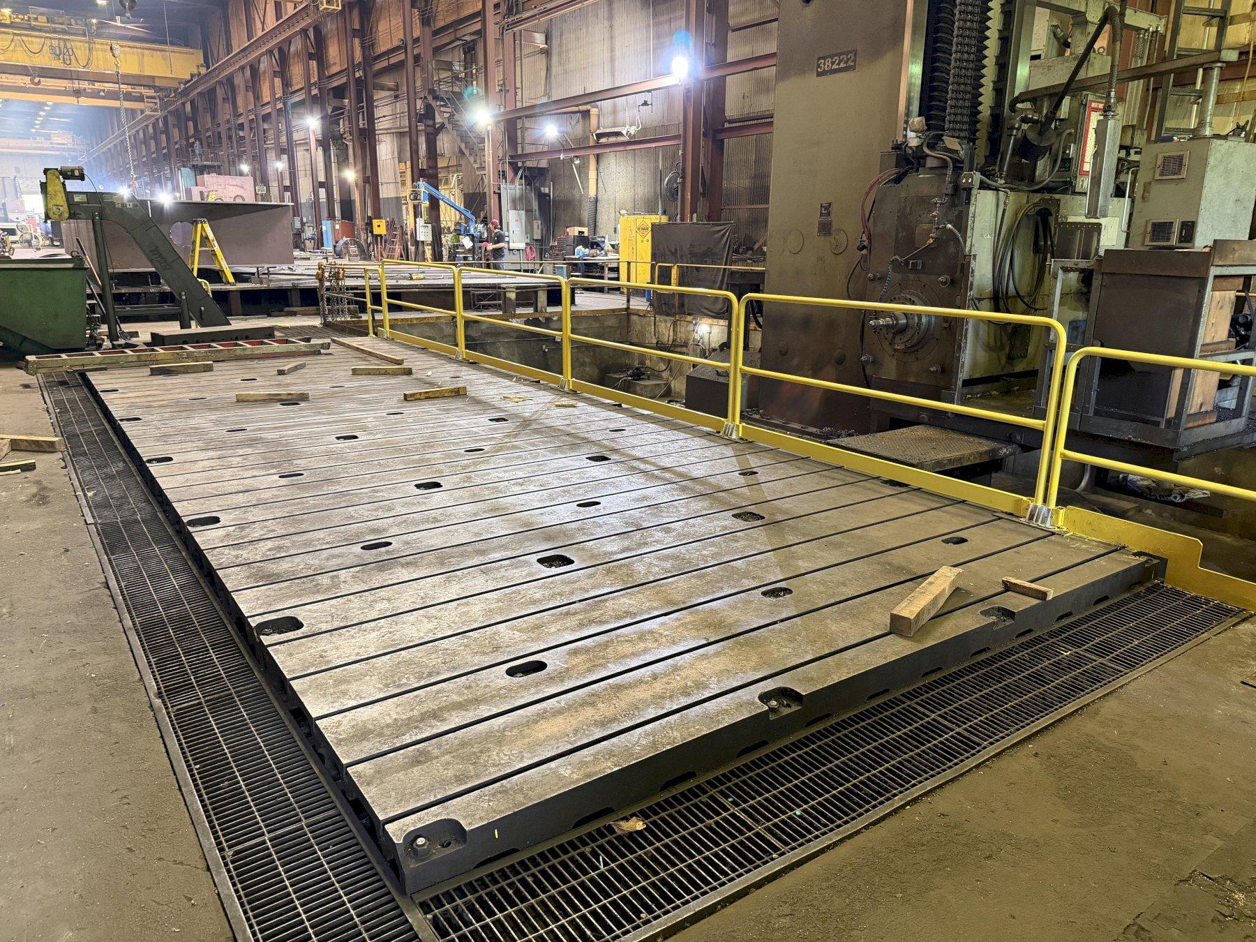 150" W X 420" L X 9" T GIDDINGS & LEWIS T-SLOTTED FLOOR PLATE. STOCK # 0548926