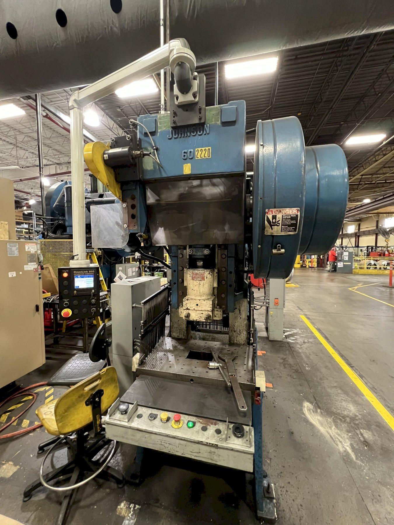 60 TON JOHNSON O.B.I. PRESS, 4" STR., 100 SPM, OMNILINK CONTROLS,