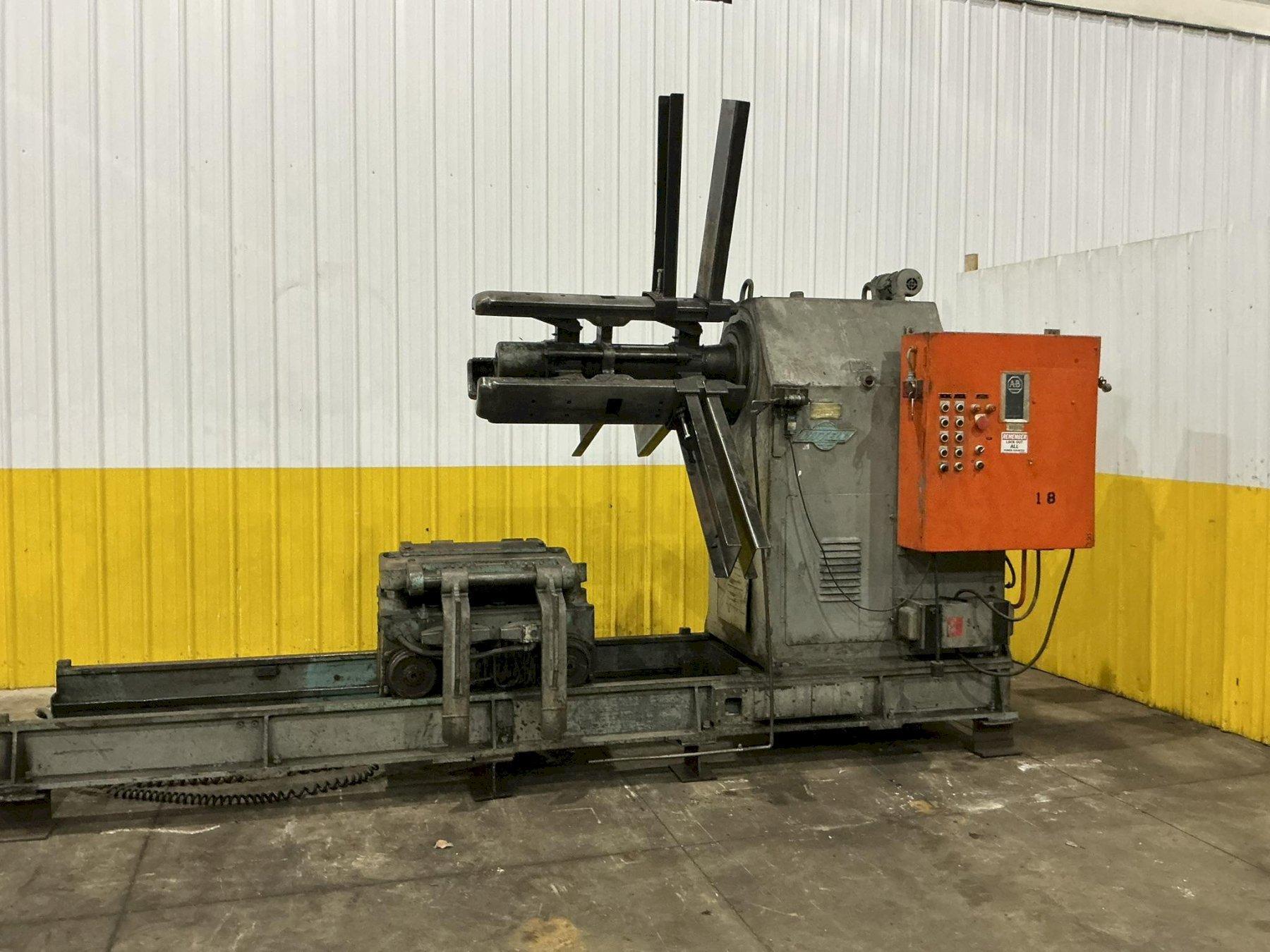 20,000 LBS X 36" LITTELL MODEL #S200-36 PULL OFF UNCOILER COIL REEL W/ COIL CAR: YOBRO #26128
