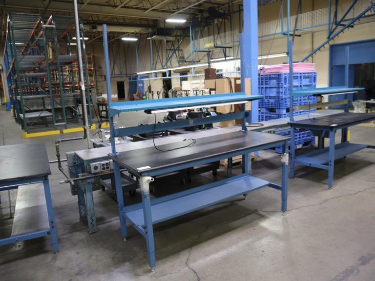 Work Bench Adjustable Height, Upper Shelf, Lower Shelf and Work Light- Auction Item