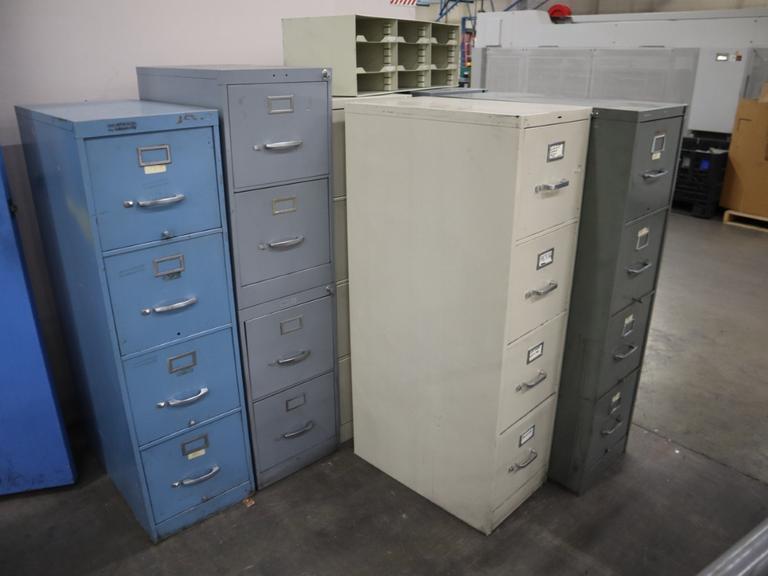 Metal 4 Drawer File Cabinets (6) with Desktop File Organizer- Auction Item