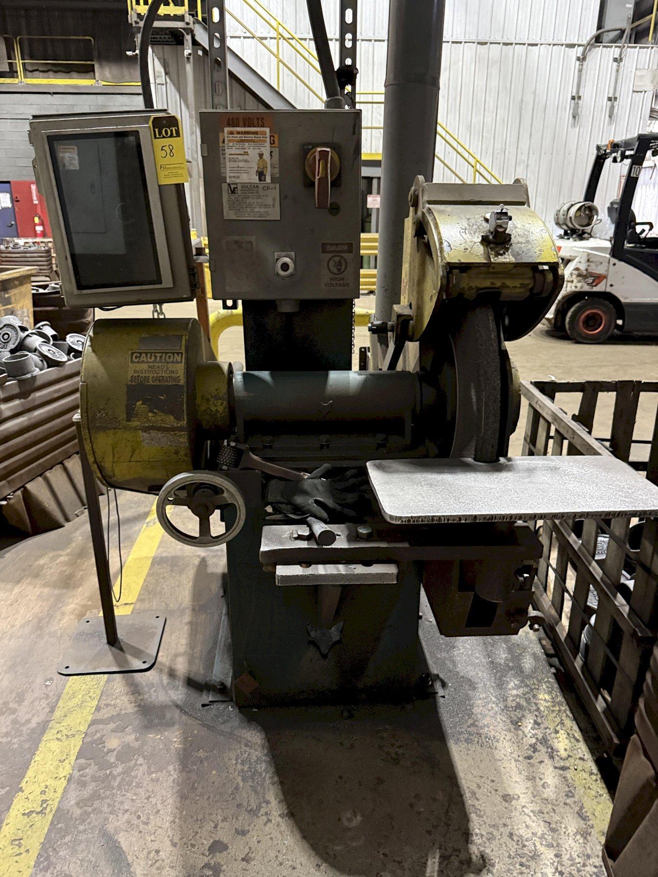 Fox model F10-00135-25 right hand 25hp single end snag grinder s/n 56718-3 with safety guard and disconnect