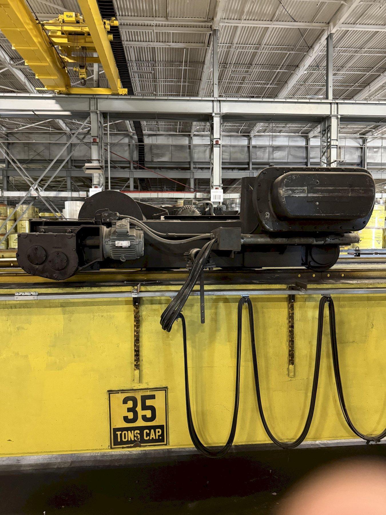 30/5 TON X 60' SPAN SHAW BOX OVERHEAD BRIDGE CRANE. STOCK # 1006625