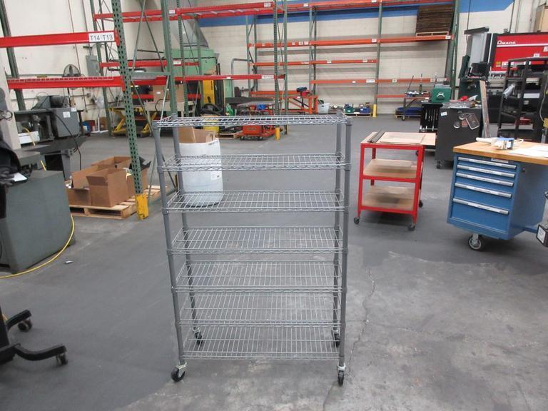 Rolling Adjustable Wire Shelving Unit, 7 Shelfs- Auction Item