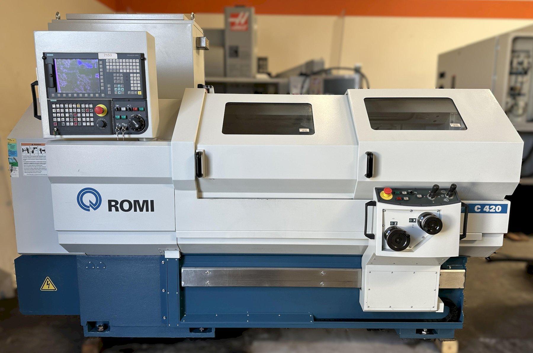Romi C-420 CNC Lathe Siemens 828D Control, 8″ Chuck, Hand Wheels, Conversational Control