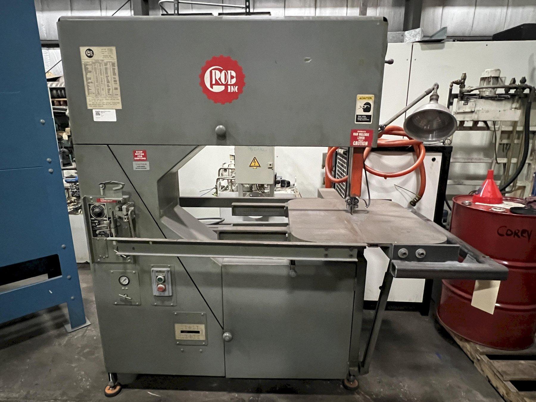 GROB 36" VERTICAL BANDSAW, MODEL 4V-36, 28" x 24" TABLE, TILT, 1986
