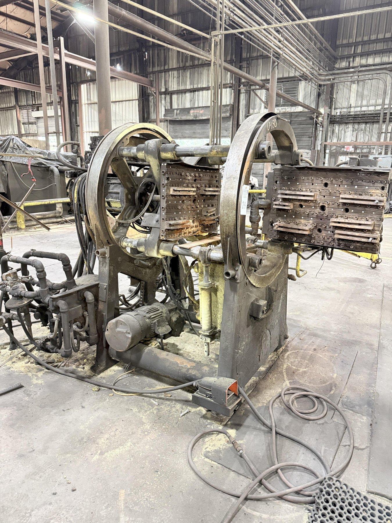 Shalco model u180 shell core machine with gun drilled heater plates, (no sand feed hopper)