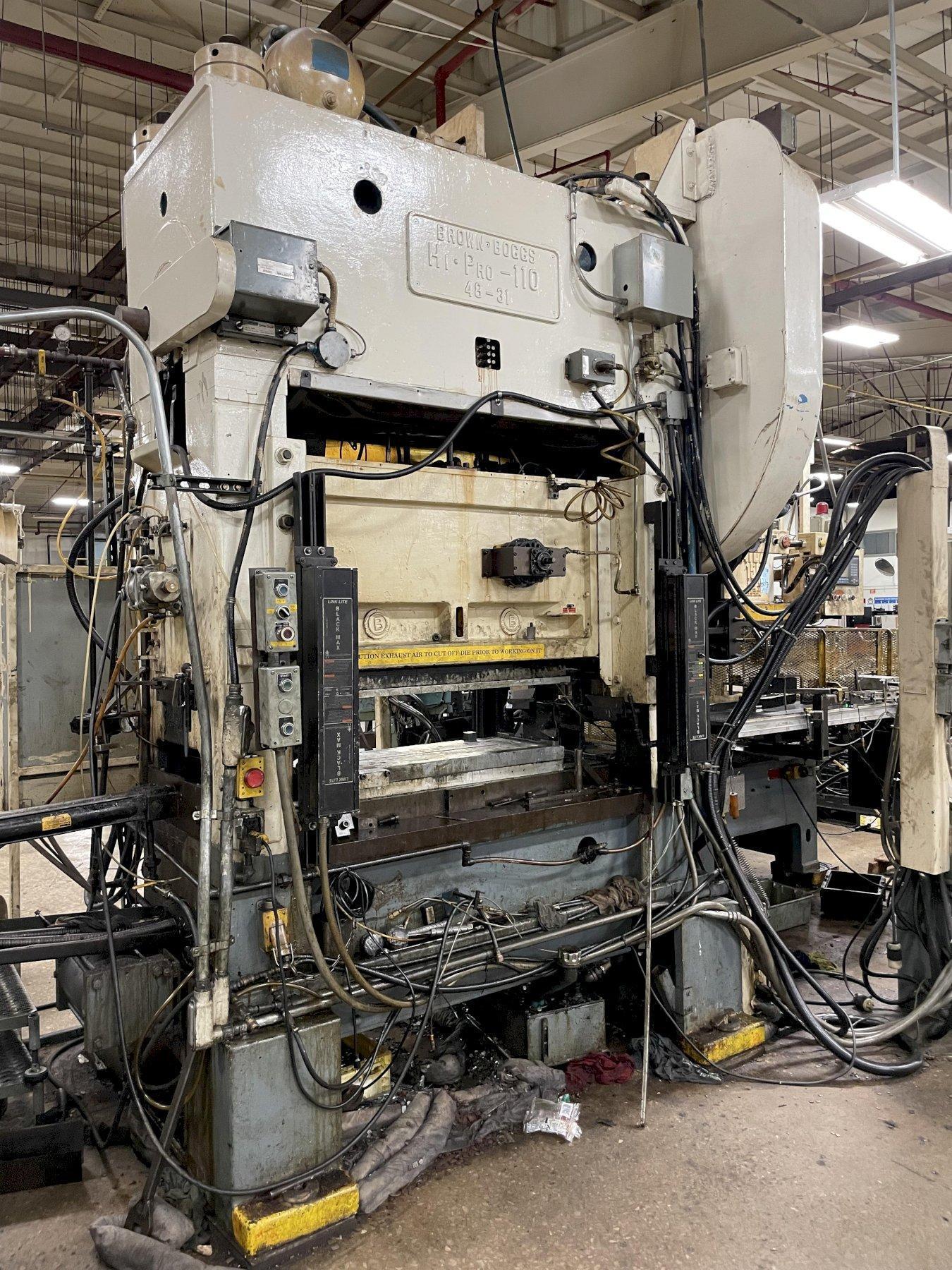 110 TON BROWN & BOGGS MODEL HP2-110 SRAIGHT SIDE PRESS: STOCK #0951421