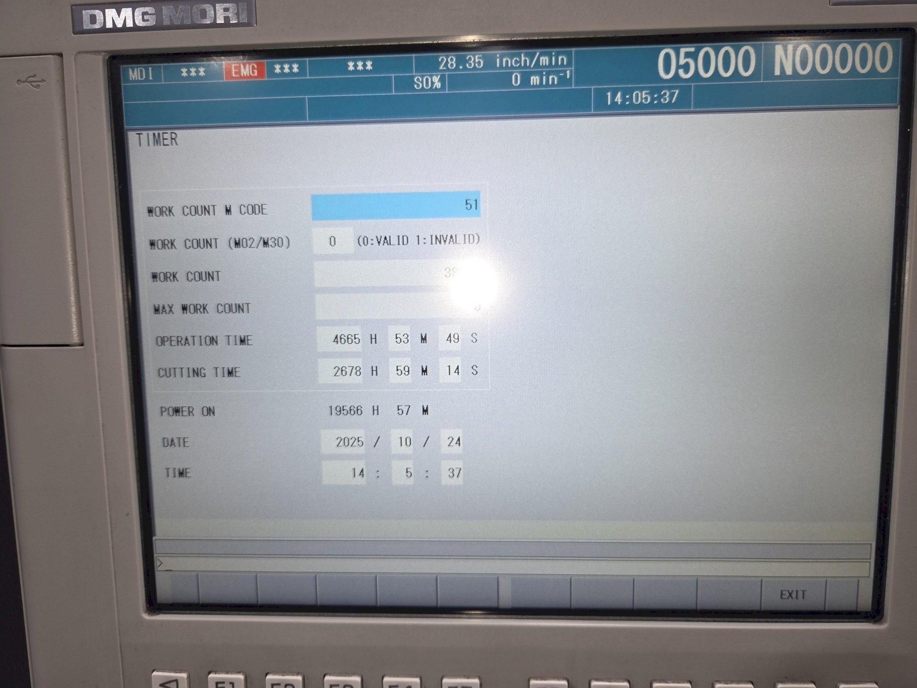 DMG Mori DuraVertical 5100 CNC Vertical Machining Center 2015, DDRT-200 4TH Axis Rotary Table, LNS Chip Conveyor, Renishaw Probe, Chip Blaster High Pressure Coolant