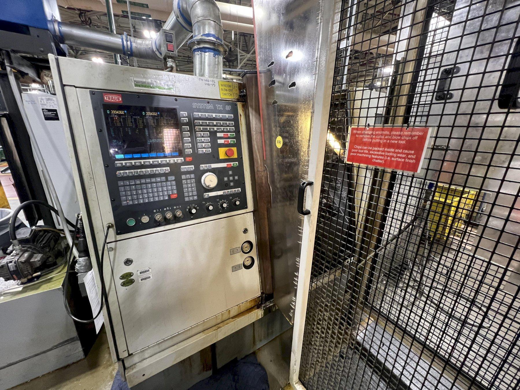 Traub CNC Lathe, Model TCN 42/65 DGY, Main and Sub Spindles, Upper and Lower Turrets, Rear Exit Chip Conveyor,1995