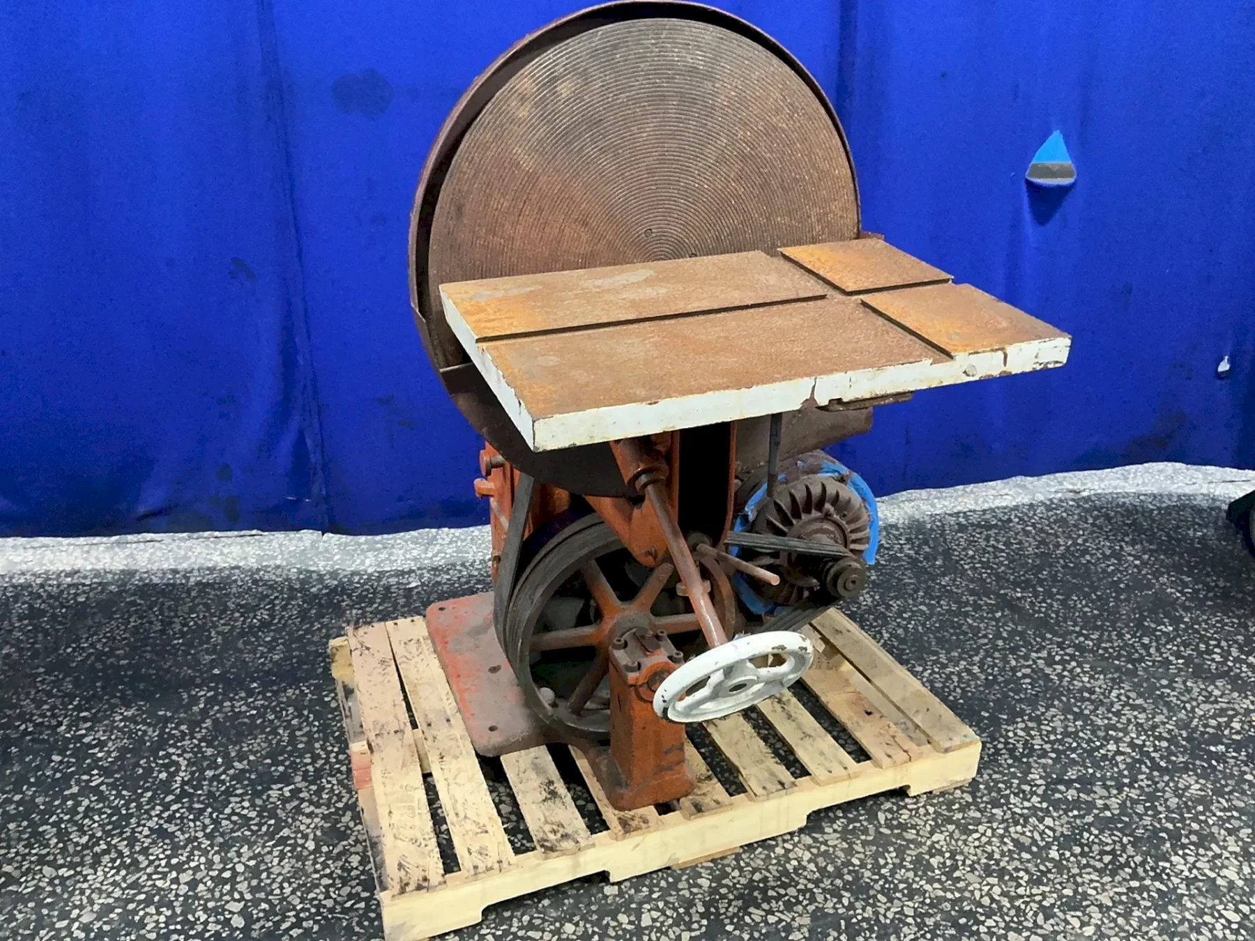 J.A. FAY & EGAN CO. 16”X26” TABLE, 28” DIAMETER VERTICAL DISC SANDER  -  454