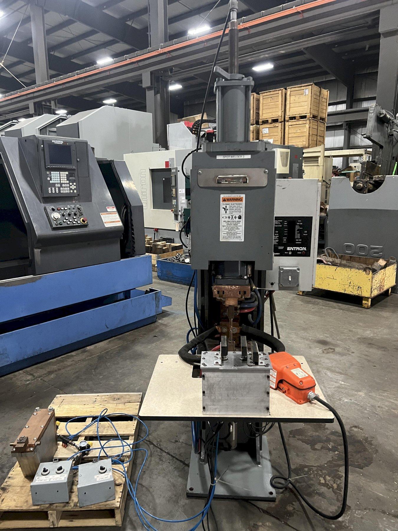 75 KVA TAYLOR WINFIELD SPOT WELDER, MODEL ENE-18-75, 18" THROAT, ENTRON EN1001 CONTROL, 220 SINGLE PHASE, NEW 2018