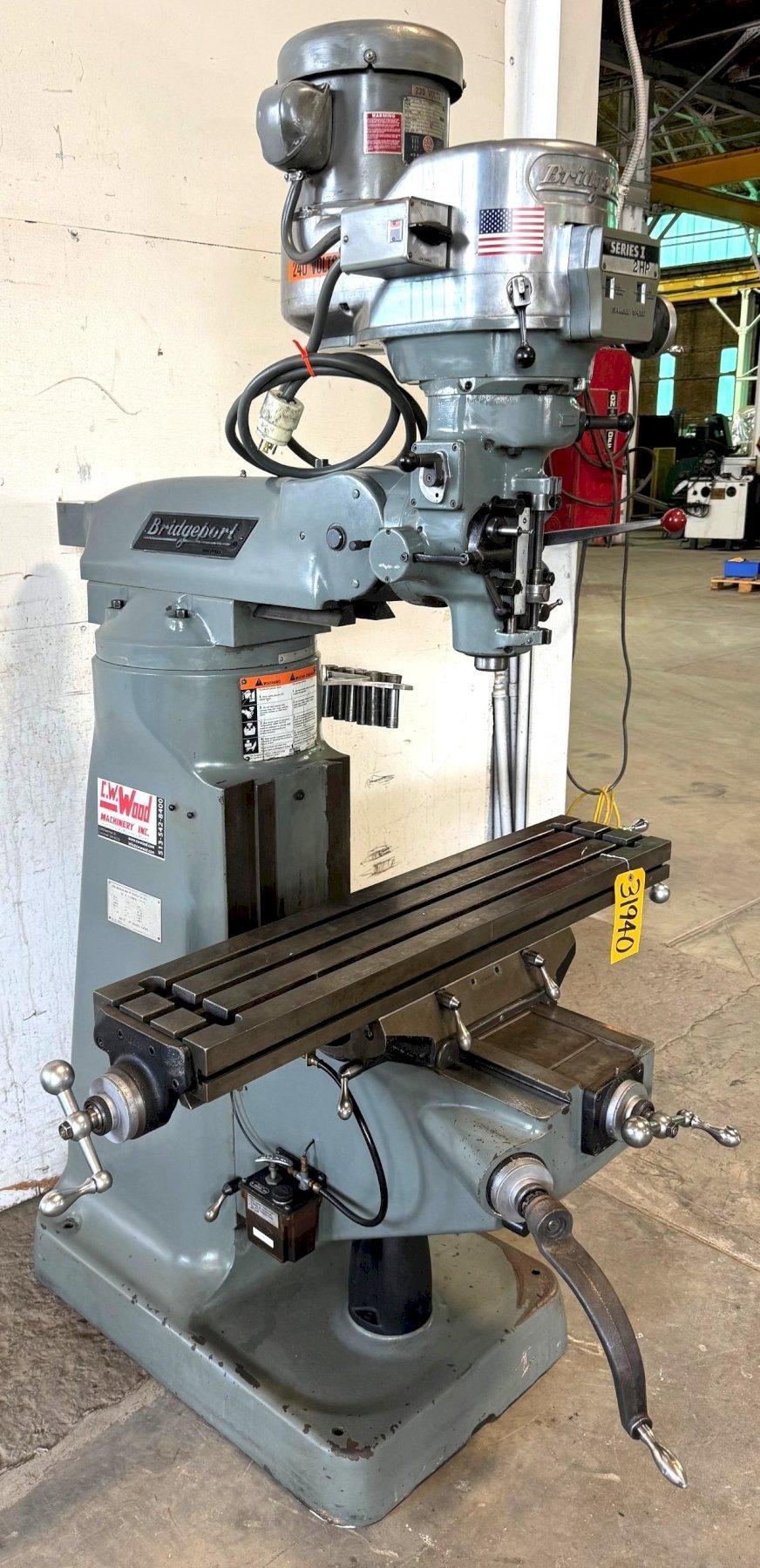 Bridgeport Vertical Mill Series I, 9″ x 42″ Tbl., 2 HP V-Speed, Clean