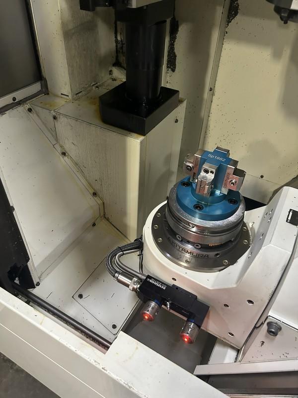 Kitamura Medcenter5AX Vertical Machining Center w/ Arumatik Mi Control, 300-30,000 RPM Direct Drive Spindle, Spindle Oil Cooler, Renshaw NC4+ Blue F115C Probe, High Capacity 40 Tool ATC w/ 120 ATC Upgrade, Raptor SP1882 Tombstone w/ (4) Raptor Vices RWP019SS, Scraper Type Chip Conveyor