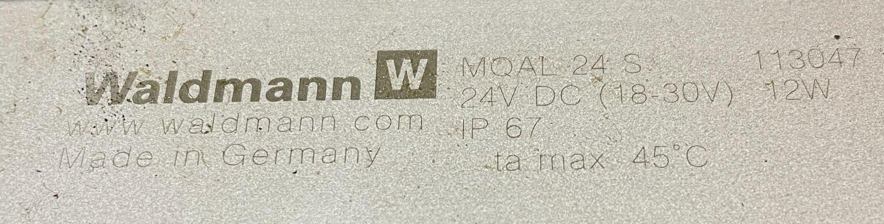 WALDMANN TUBE MACHINE LIGHT, Model MQAL 24 S, 24 VDC, 12 Watt.