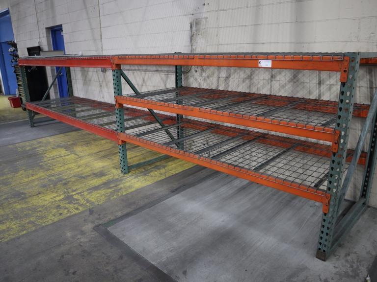 Pallet Racking: (3) 59"H x 42" Uprights, Teardrop Style, (3) 8' (2) 12' Shelves and Wire Decking. *No Contents*- Auction Item